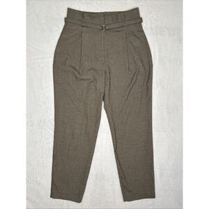 Zara Brown Houndstooth High Rise Cropped Pants Tapered Leg Size Medium